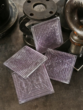 original and intact early 20th century american frank lloyd wright-designed exterior building "geometric flower" glass prism transom tiles