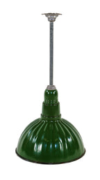 unusual early 1920's american antique industrial oversized wrigley chewing gum factory fluted deep bowl green porcelain enameled pendant light