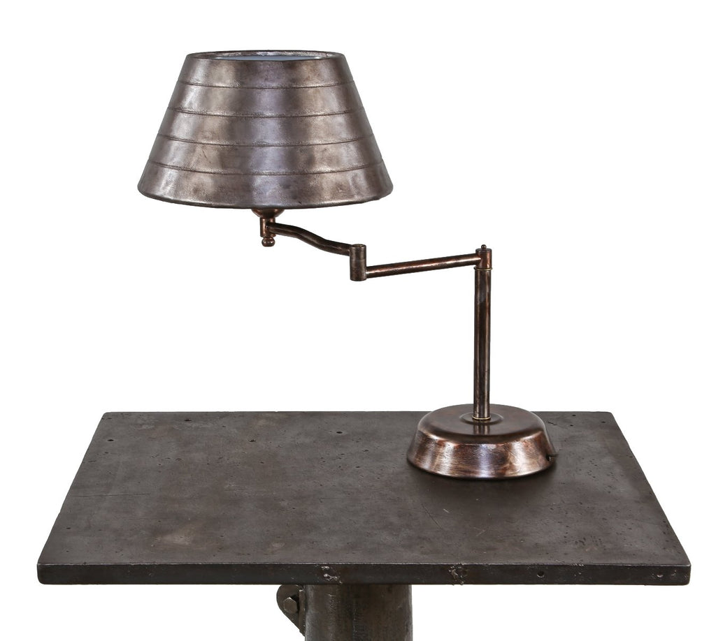 late 1940's american vintage art deco style machine age swing-out arm faries table or desk lamp with original metal shade