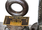 early 1920's original single-sided antique american stamped brass chicago cart or wagon peddler license with intact baked black enameled finish