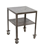 american industrial c. 1950's two tier all-welded joint factory machine shop utility cart with stationary and swivel casters
