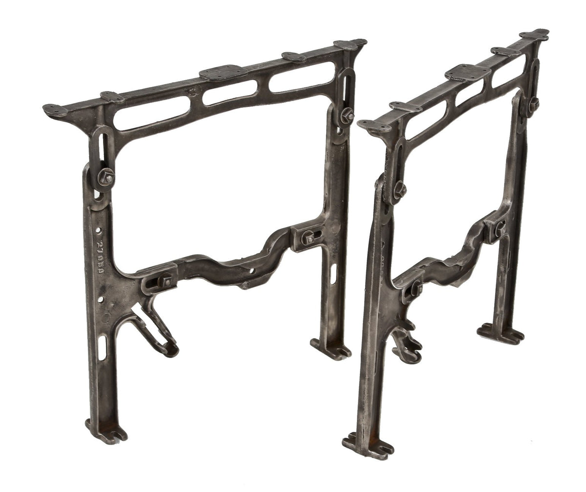 completely refinished early 20th century american industrial cast iron brand brewery adjustable table legs or bases