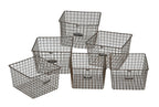 late 1920's original antique industrial steel wire mesh "american" school locket room storage baskets with number plaques