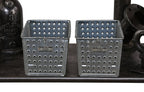 two matching all original american industrial lightweight galvanized steel "lyon" gym locker room wire baskets with numbered plaques
