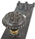 c. 1890's original and intact interior historic wainwright building office door monogrammed escutcheon and matching doorknob with beaded rim