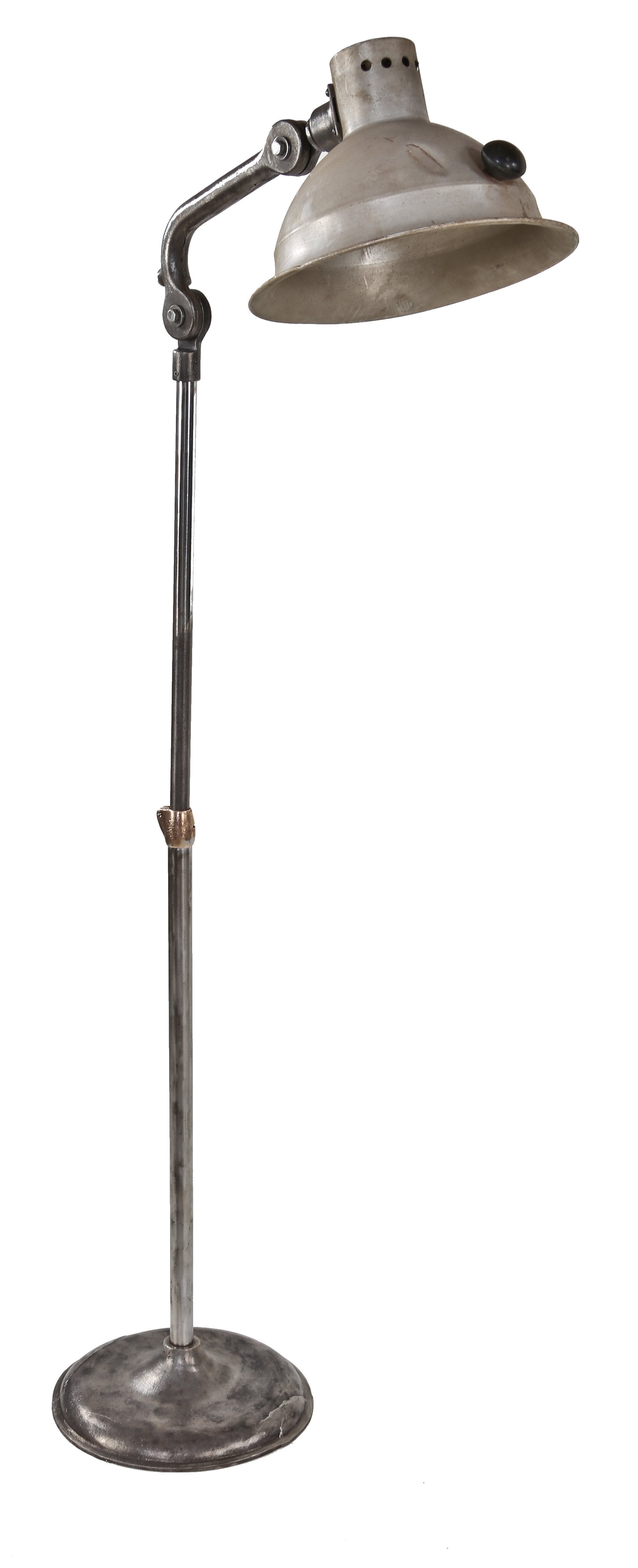 c. 1930's american vintage medical freestanding "sun-ray" adjustable height ultraviolet light therapy floor lamp with aluminum shade