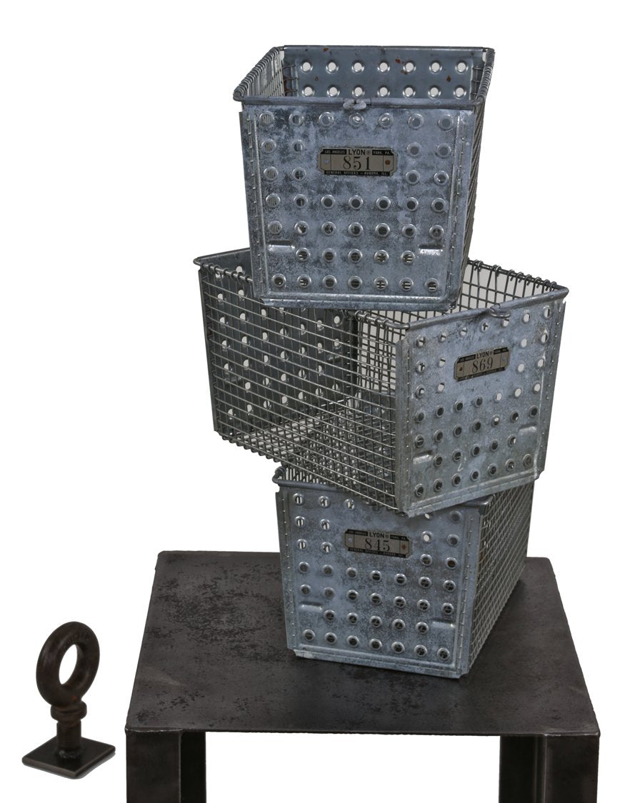 three american industrial stackable galvanized steel detroit public school locker room light weight storage wire mesh baskets