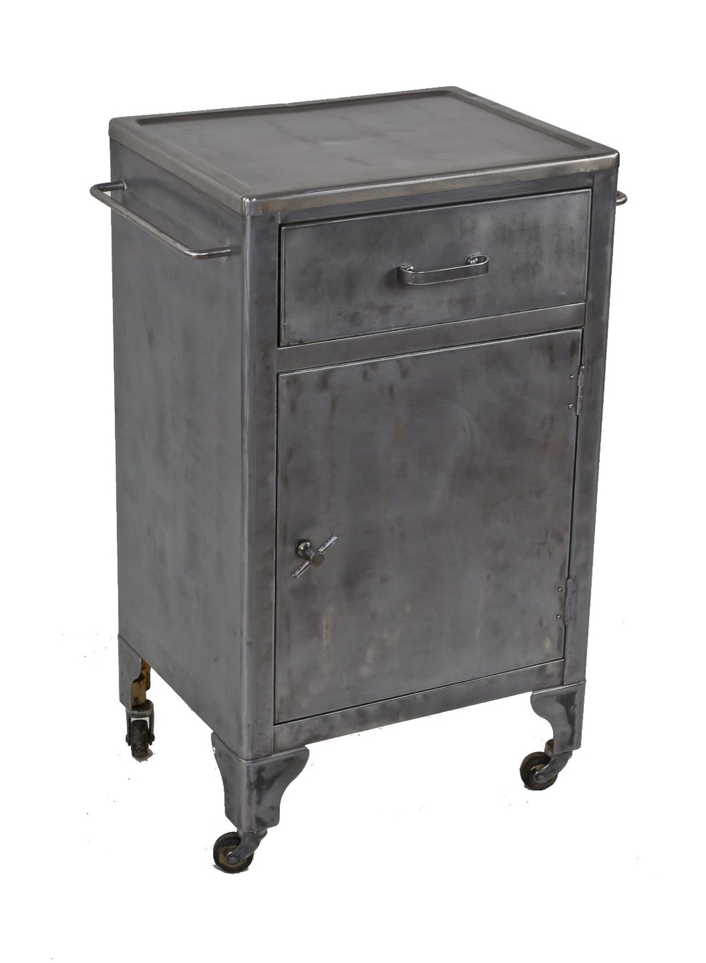 single heavy duty and compact american medical mobile hospital supply cabinet with opposed bent steel rod towel bars