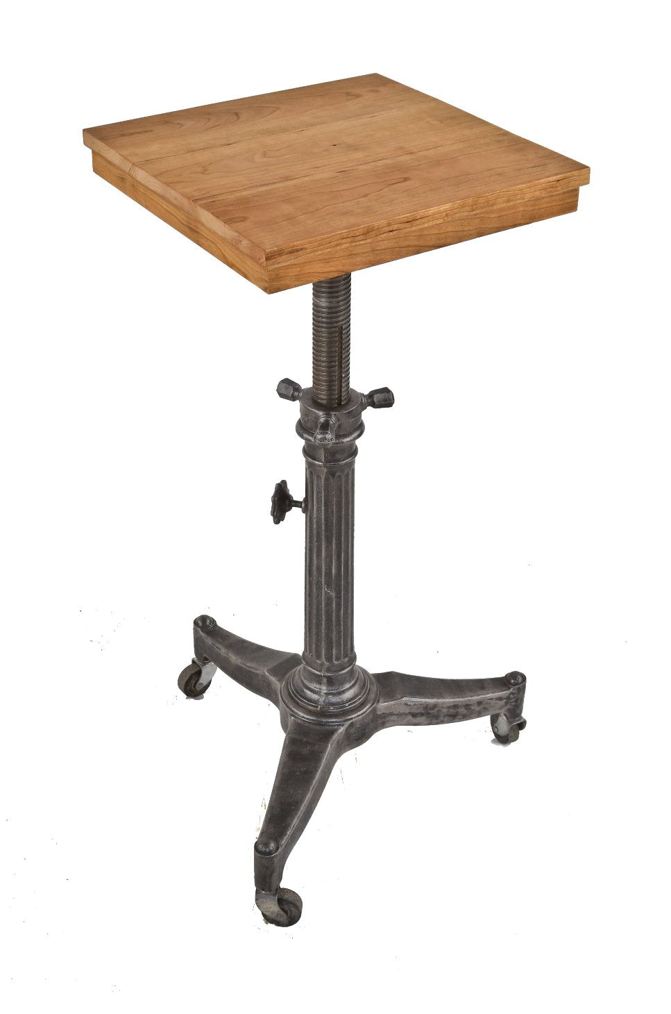 late 1920's original american industrial mobile factory office stenographer's stand with newly added cherry wood top