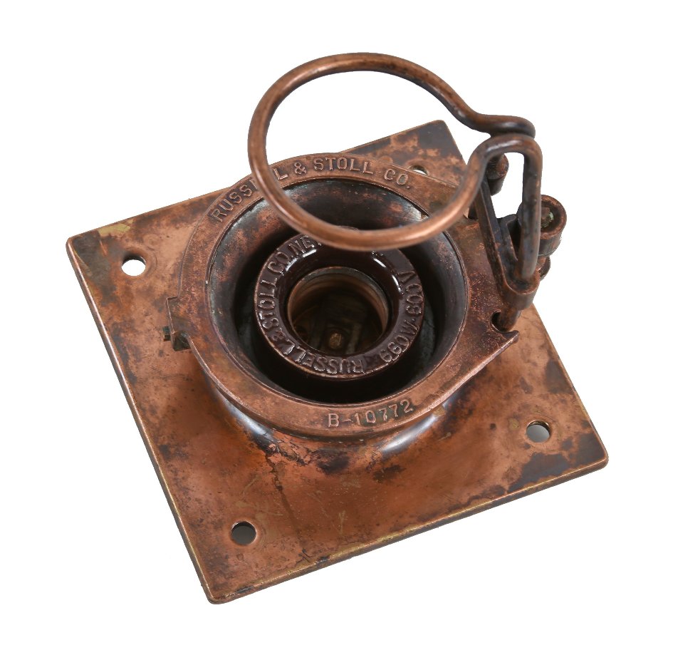 original and completely intact early 20th century american industrial new york city subway station incandescent ceiling light