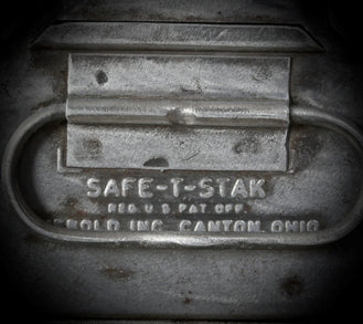 original c .1940's american industrial "safe-t-stak" single sliding drawer cabinet comprised of folded and pressed steel