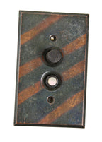 original early 20th century american antique oxidized copper-plated push button plate and switch with pearl inlay