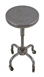 late 1940's fully functional american industrial brushed metal telescoping "adjusrite" stool with original swivel casters