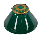 early 20th century original and intact emerald green cased glass conical-shaped interior factory office replacement shade or reflector with ventilated brass shade fitter