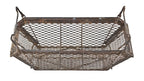 reinforced c. 1940's american industrial heavy gauge diamond mesh steel factory machine shop "small parts" stackable basket