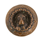 sought after original late 1860's ornamental cast bronze figural ludwig kreuzinger-designed  "doggie" doorknob with nicely aged patina