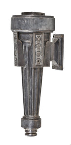 single original c. 1911 oversized chicago prairie school style ornamental cast iron exterior wrigley chewing gum factory brushed metal wall sconce