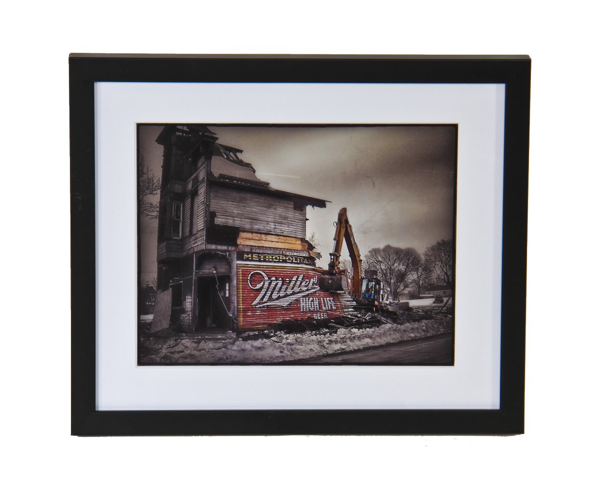limited edition framed and matted digital print entitled "wreck" on metallic photo paper with black enameled custom-built wood frame