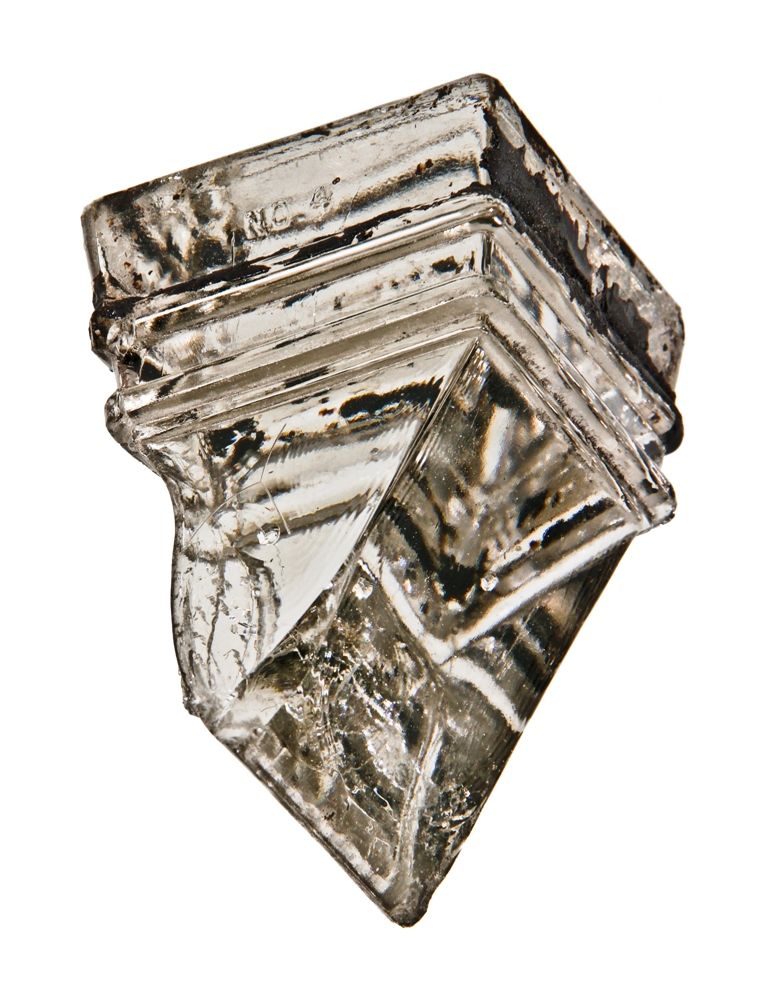 rare all original and completely intact early 20th century reinforced concrete sidewalk solid "no. 4" standard square pendant glass prism