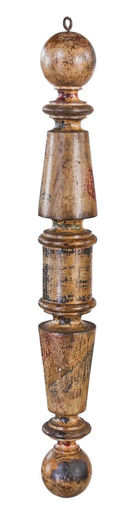 incredibly rare and unusually small original highly sought after 19th century finely turned original american exterior diminutive solid pine wood barber pole trade sign with original paint