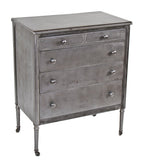 c. 1930's american depression era interior hotel room refinished cold-rolled steel highboy dresser cabinet with original casters