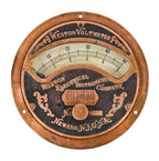 original and remarkably intact dated c. 1907 original and fully functional american industrial salvaged chicago copper-plated cast iron commercial building basement switchboard voltmeter