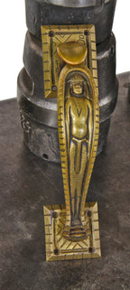 very unusual and rare c. 1920's original ornamental cast brass art deco egyptian revival style thumb latch "mummy" entrance door handle