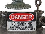c. 1940's original american industrial die cut steel baked enameled "no smoking" general electric factory danger sign