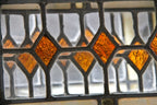 early 1920's antique american chicago bungalow interior diminutive leaded art glass window with amber glass diamonds