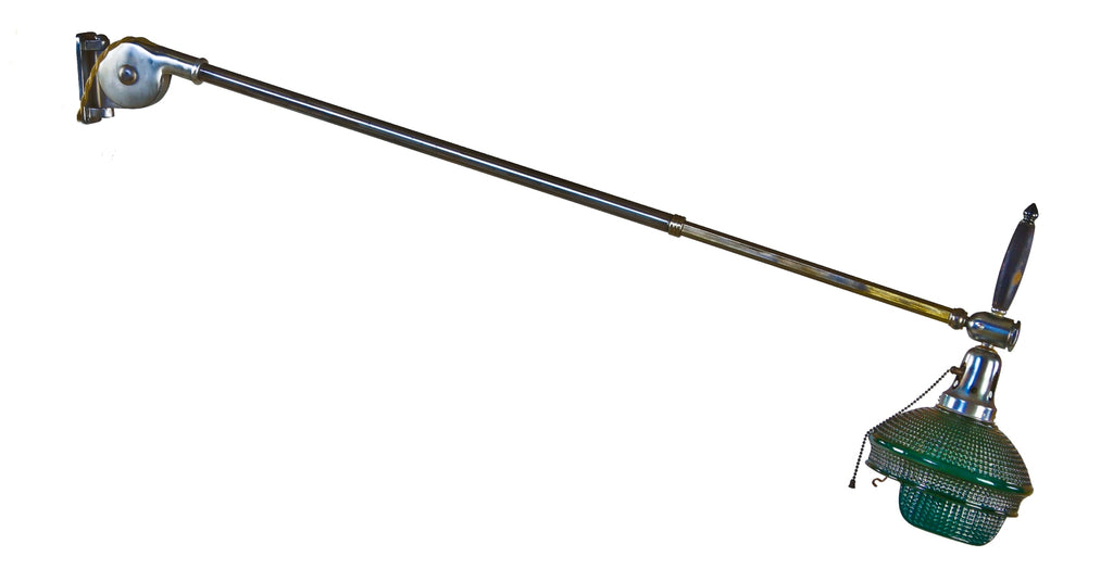 rare c. 1920's fully functional american medical hospital wall-mount examination room light with green cased glass shade