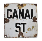 hard to find american depression era single-sided white porcelain enameled flush new york city subway column station sign