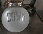 original c. 1899 copper-plated cast iron cable building interior lobby elevator "down" signal lantern with acanthus leaf motif