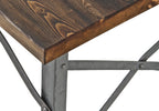 heavily reinforced c. 1930's collapsible repurposed washtub stand coffee table with a newly added darkly stained pine wood top