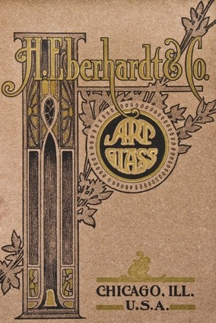 all original perfectly intact early 1920's american chicago prairie school style leaded art glass window with abstract floral motifs