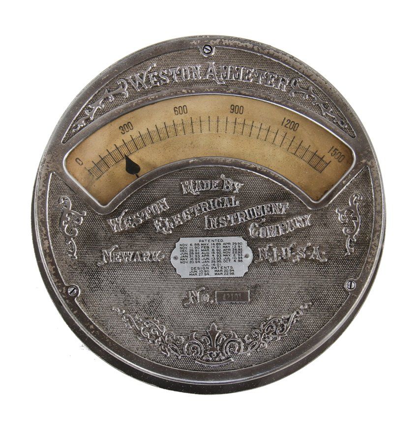 hard to find early 20th century salvaged chicago american industrial "moving iron" type surface mount building switchboard ammeter