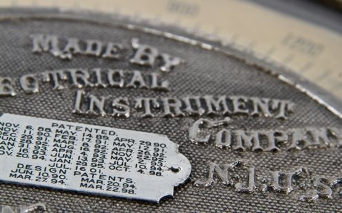 hard to find early 20th century salvaged chicago american industrial "moving iron" type surface mount building switchboard ammeter