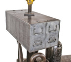 fully functional c. 1940's american industrial pressed and folded steel double-drawer factory office filing cabinet
