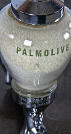 all original and fully functional c. 1930's american-made flush mount "palmolive" powdered soap dispenser with patented plunger