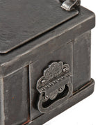 hard to find original late 19th century american antique industrial reinforced cast iron "wells fargo" railroad strong box with opposed drop handles