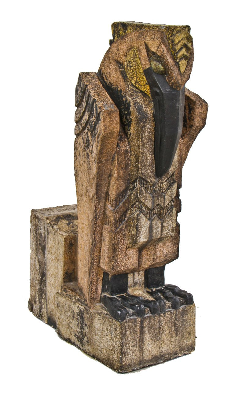 remarkable all original late 1920's american art deco style polychrome terra cotta richman brother building figural roofline ornament