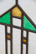 original and intact single early 20th century american prairie school style leaded art glass window with copper-plated caming