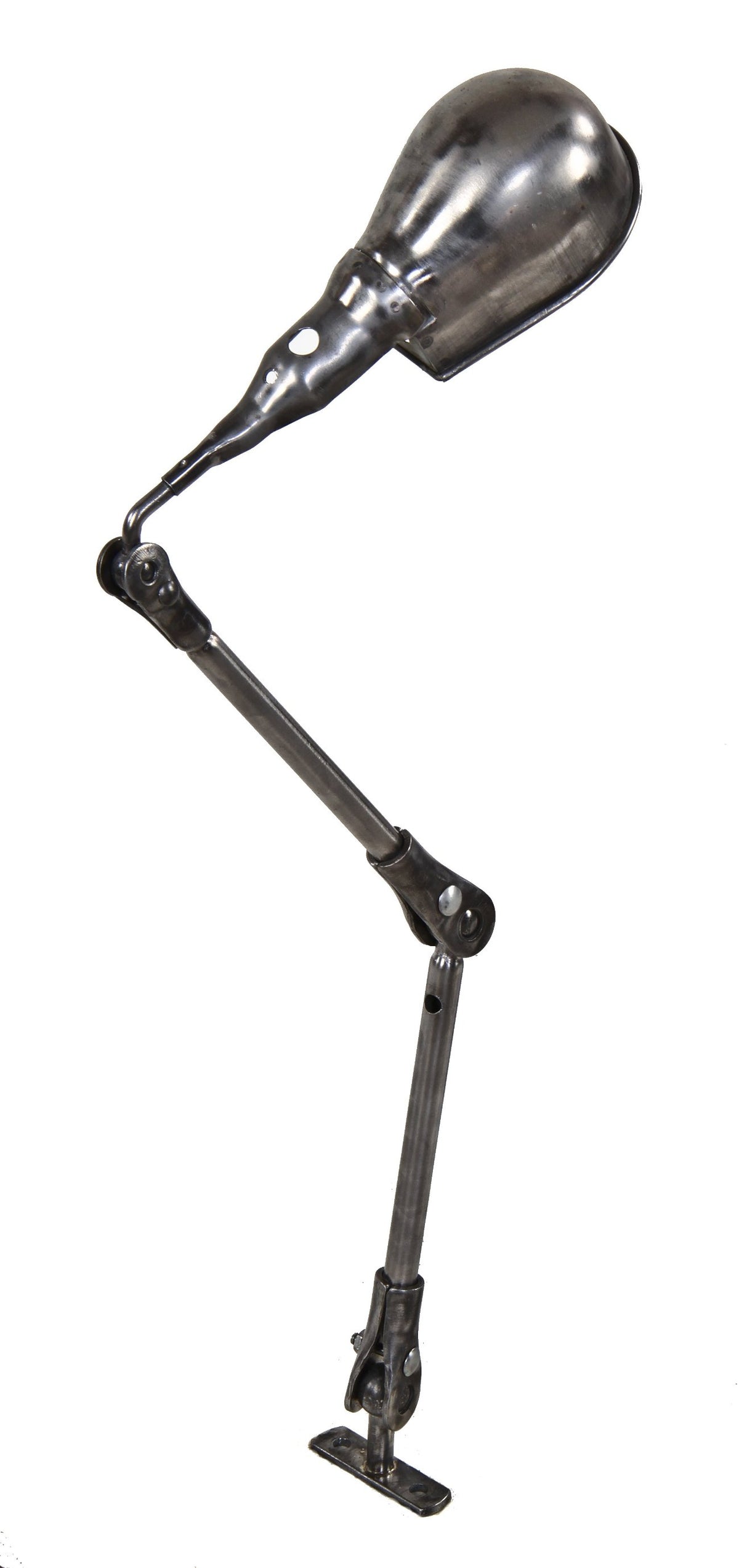 largely intact refinished american c. 1940's vintage industrial all-metal triple-jointed fostoria "localite" task lamp