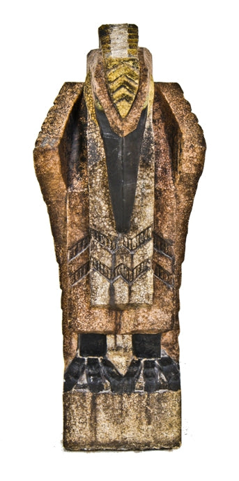 remarkable all original late 1920's american art deco style polychrome terra cotta richman brother building figural roofline ornament