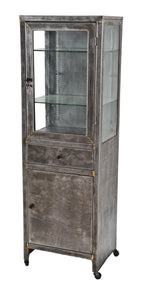original c. 1930's american antique medical mobile cold-rolled steel hospital operating room supply and/or instrument cabinet