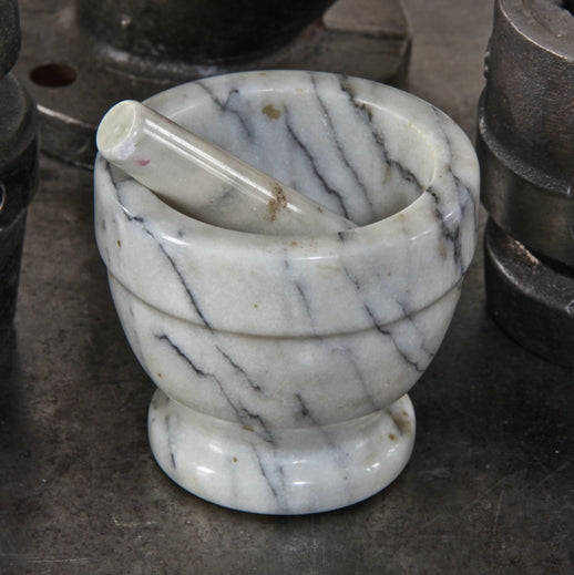 early 20th century antique american medical solid alabama marble apothecary mortar bowl and pestle from a chicago pharmacy