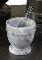 c. 1900-10 original american medical carved alabama marble drugstore or pharmacy mortar with clear glass pestle