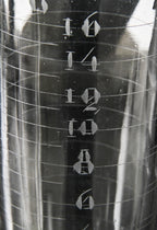 c. 1900's original antique american medical freestanding lightly etched 16 fluid ounce pressed glass conical measure with pedestal base