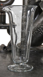 original antique american medical c. 1900's lightly etched chicago drugstore conical-shaped pressed glass graduated measure