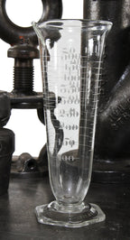 delicate turn of the century antique american medical pressed and lightly etched glass 500 ml graduated druggists' measure