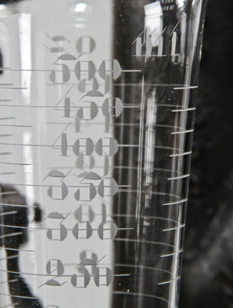 delicate turn of the century antique american medical pressed and lightly etched glass 500 ml graduated druggists' measure